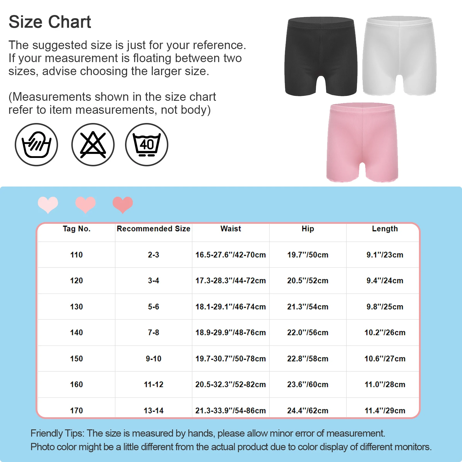 Kids Girls Cycling Shorts 3Packs Breathable and Safety Dress Shorts Stretch Yoga Sportswear Gym Workout Underwear Nightwear