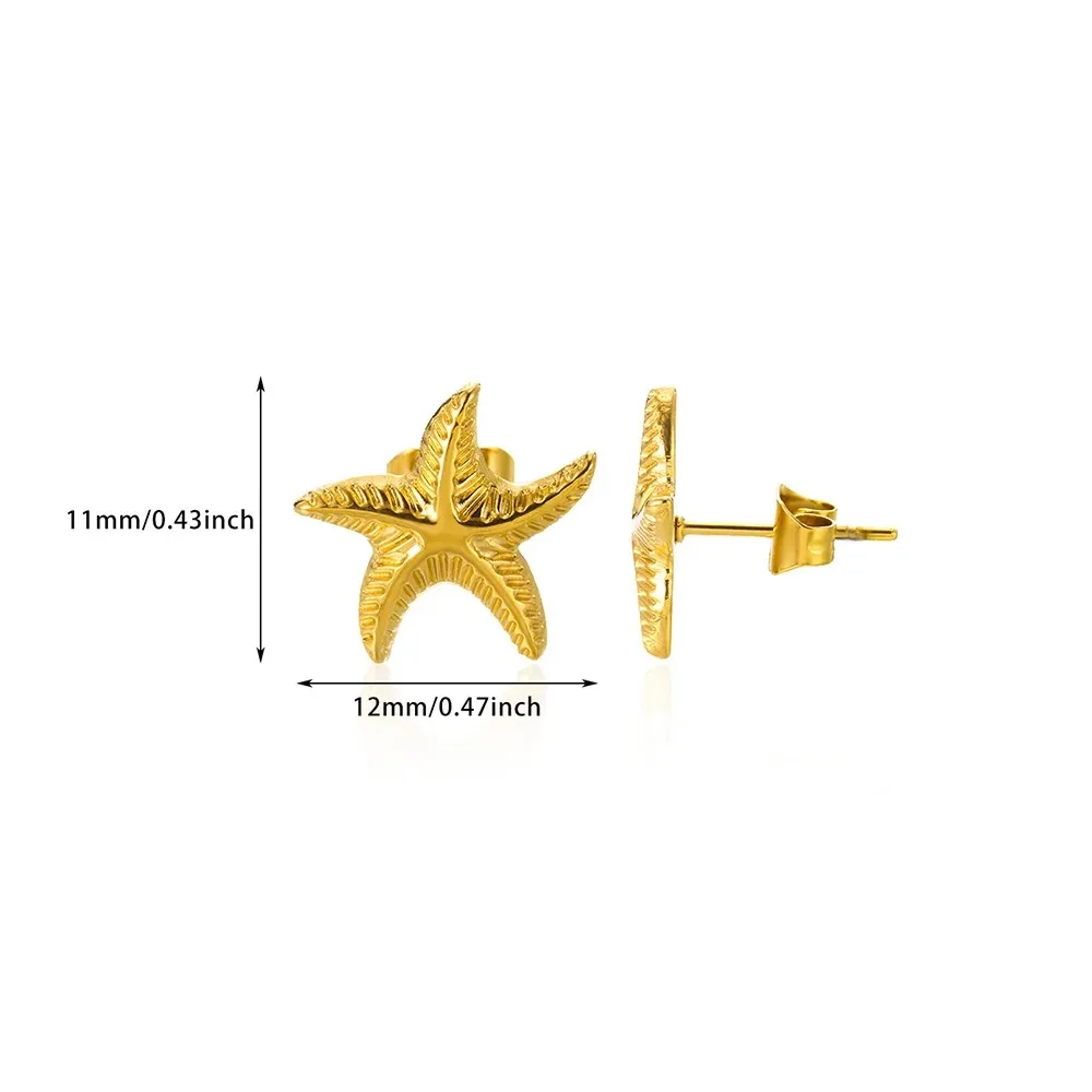 Vintage Zomer Zeester Rvs Stud Oorbellen Voor Vrouwen Eenvoudige Ster Shell Oorbellen Stud Oceaan Partij Sieraden Gift 2025