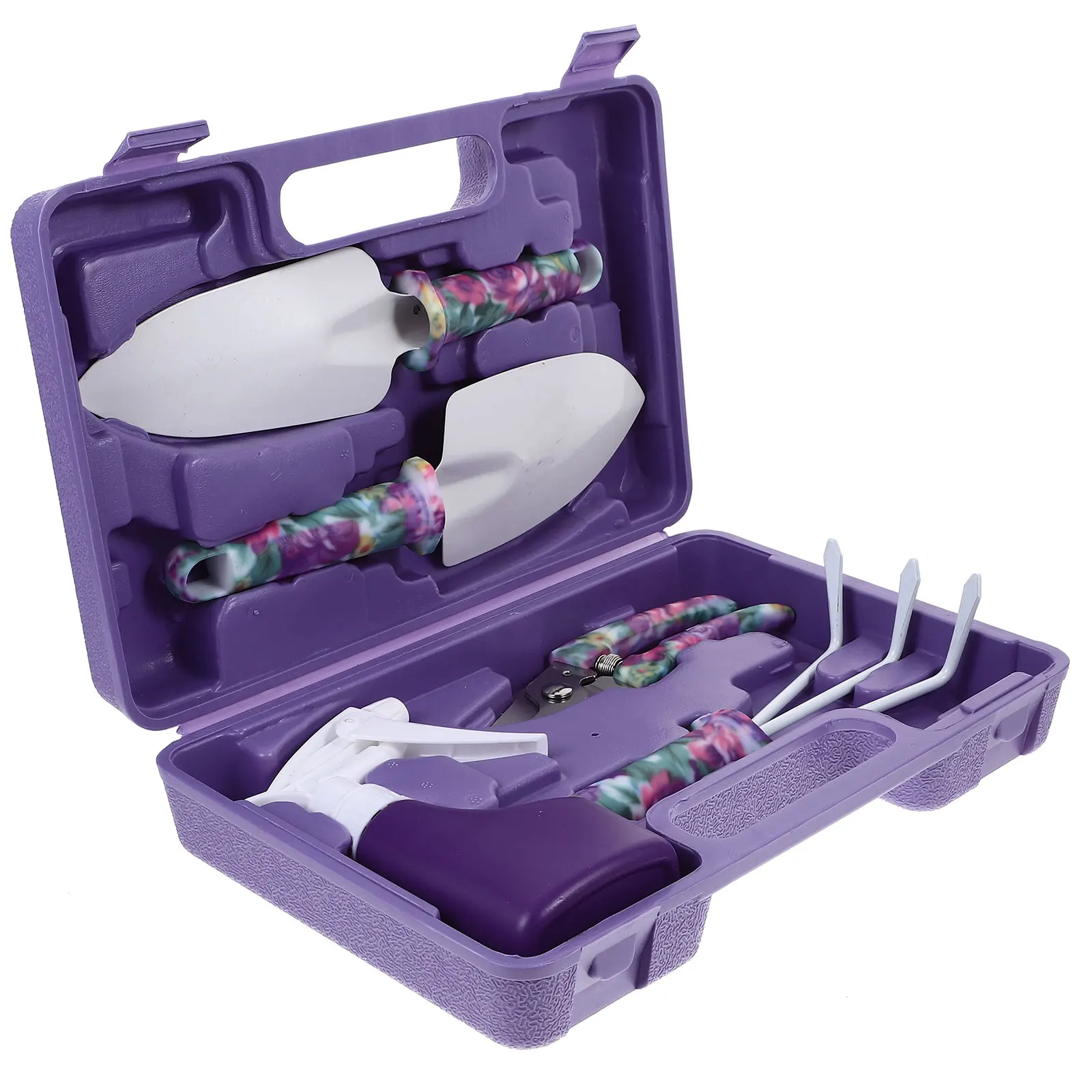 

Purple Garden Tool Set Shovel Watering Bottle Rake Shear Storage Box Planting H Tools Mini Potted Plants Supplies
