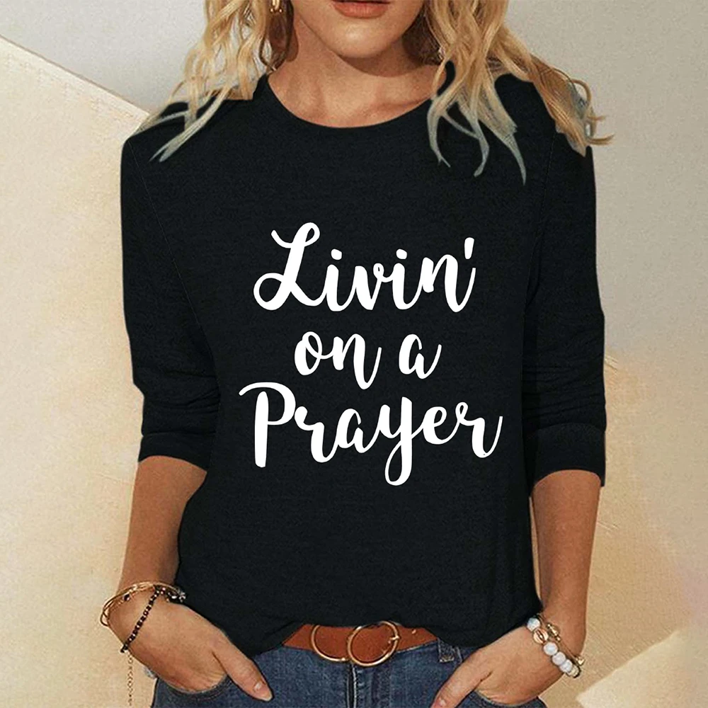 Fashion Women's T-shirts Simple Letter Long Sleeves T shirt Designer Artistic Fonts O-neck Pullover Loose Women Y2K Clothing