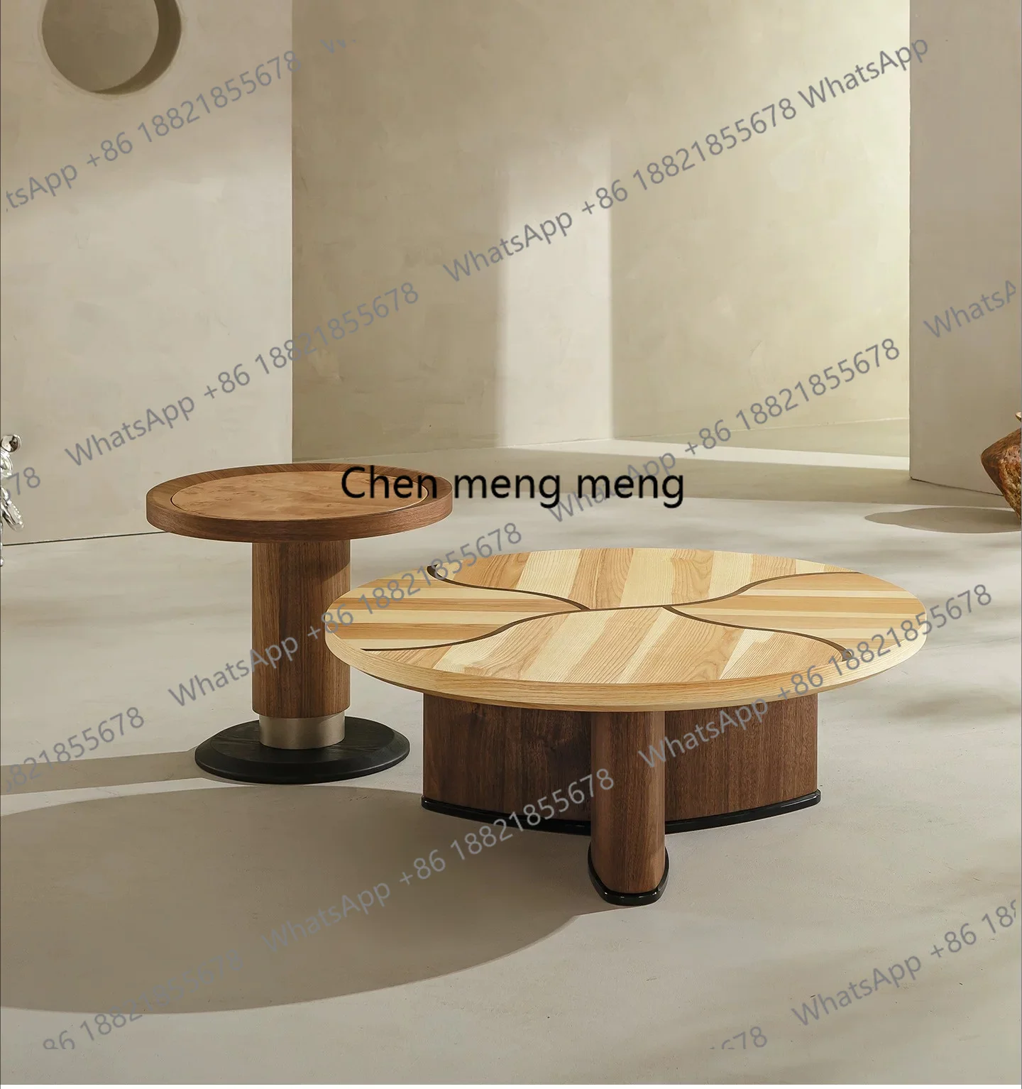 

Walnut parquet coffee table living room home round creative art high-end personality, new