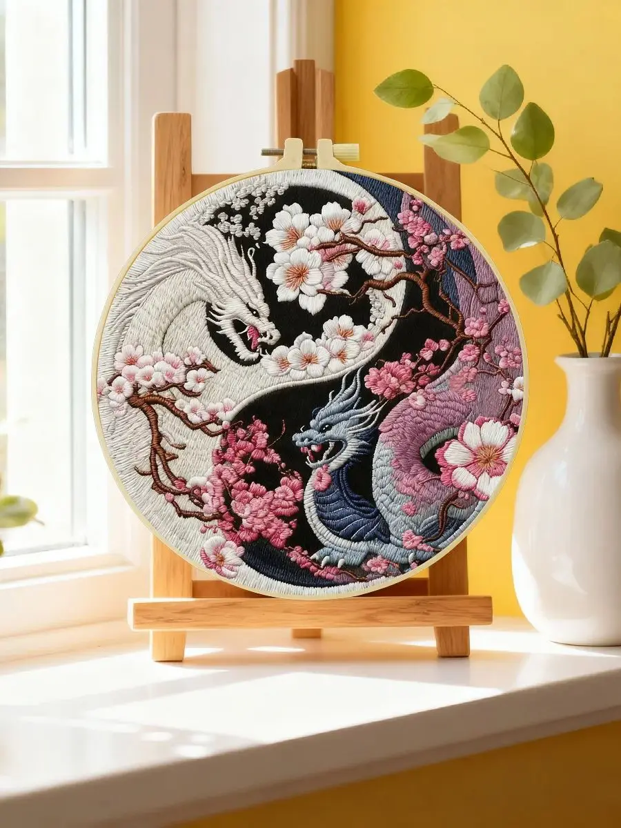 1 Stück 20X20CM/15X15CM 7,87/6,3 Zoll Tai Chi Stickerei Starter-Kit DIY-Kit DIY-Stickerei-Set Handarbeiten Heimdekoration – Detail 6