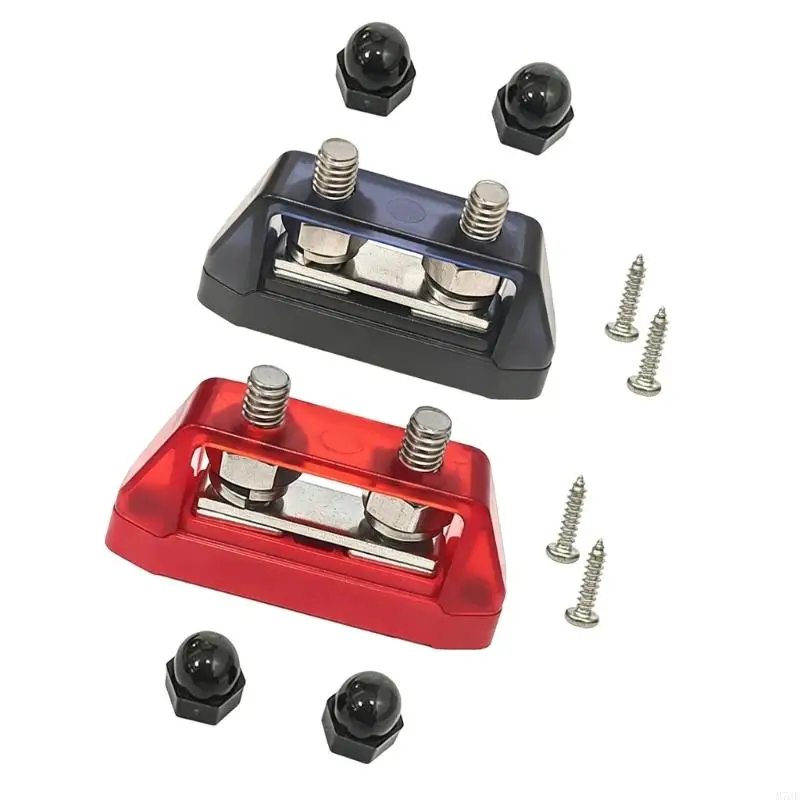M76E Battery Cable Distribution Block Set, Positive and Negative Post Pair with Cover for Vehicle Wiring Project Tasks