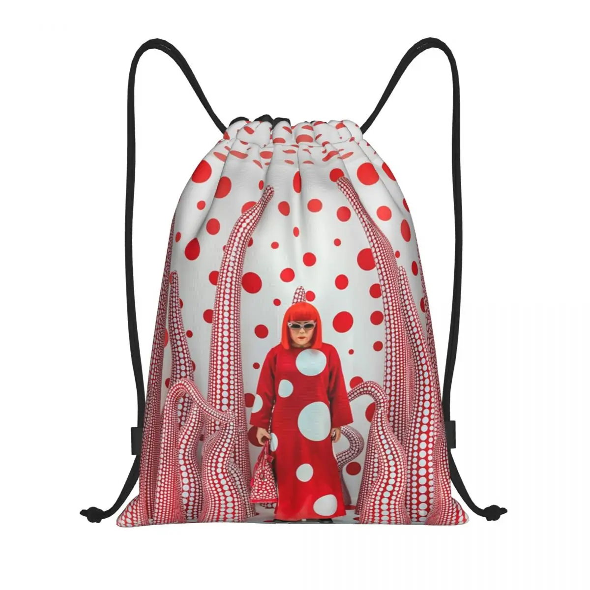 Yayoi Kusama Art Drawstring Backpack Sports Gym Bag for Men Women Abstract Pumpkin Printing Shopping Sackpack