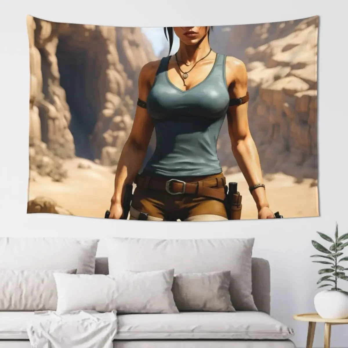 

Lara Croft coming out of a cavern Tapestry Japanese Room Decor Decor For Room Room Decor Cute Home Decoration Tapestry