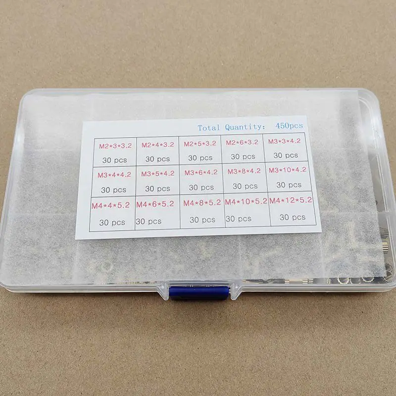 450pcs brass nut inserts embedded parts knurled heat-set nuts brass nuts collection M2 M3 M4