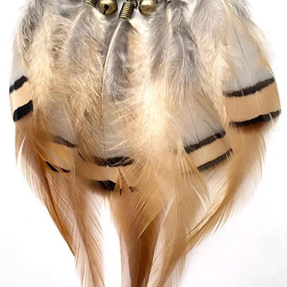 Retro Dreamcatcher Car Pendant Good Luck Crystal Stone Hand-woven Wind Chimes Crafts Adornment Car Hanging Ornament
