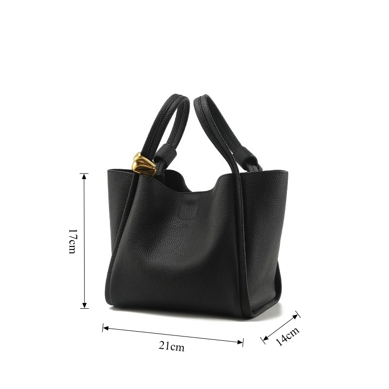 Minimalist Bucket Bag for Women Genuine Cowhide Leather Everyday Soft Slouchy Convertible Crossbody Strap Luxury Handbag