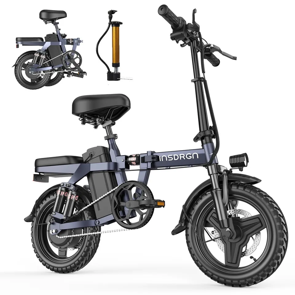 Adults & Teens Electric Bike, 14" Foldable City Commuter Dual Suspension E-Bike image 1