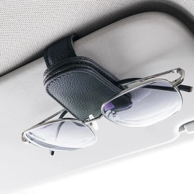 Universal Car Sunglasses Holder Magnetic Eyeglass Hanger Clip Magnetic Leather Eyeglass Hanger Clip Car Accessories