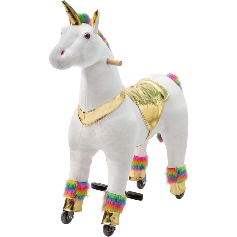 Rit op eenhoorn op speelgoed, eenhoorn rit voor meisjes 7 tot volwassenen lopen Max. belasting 187 LBS, geen batterij of elektriciteit