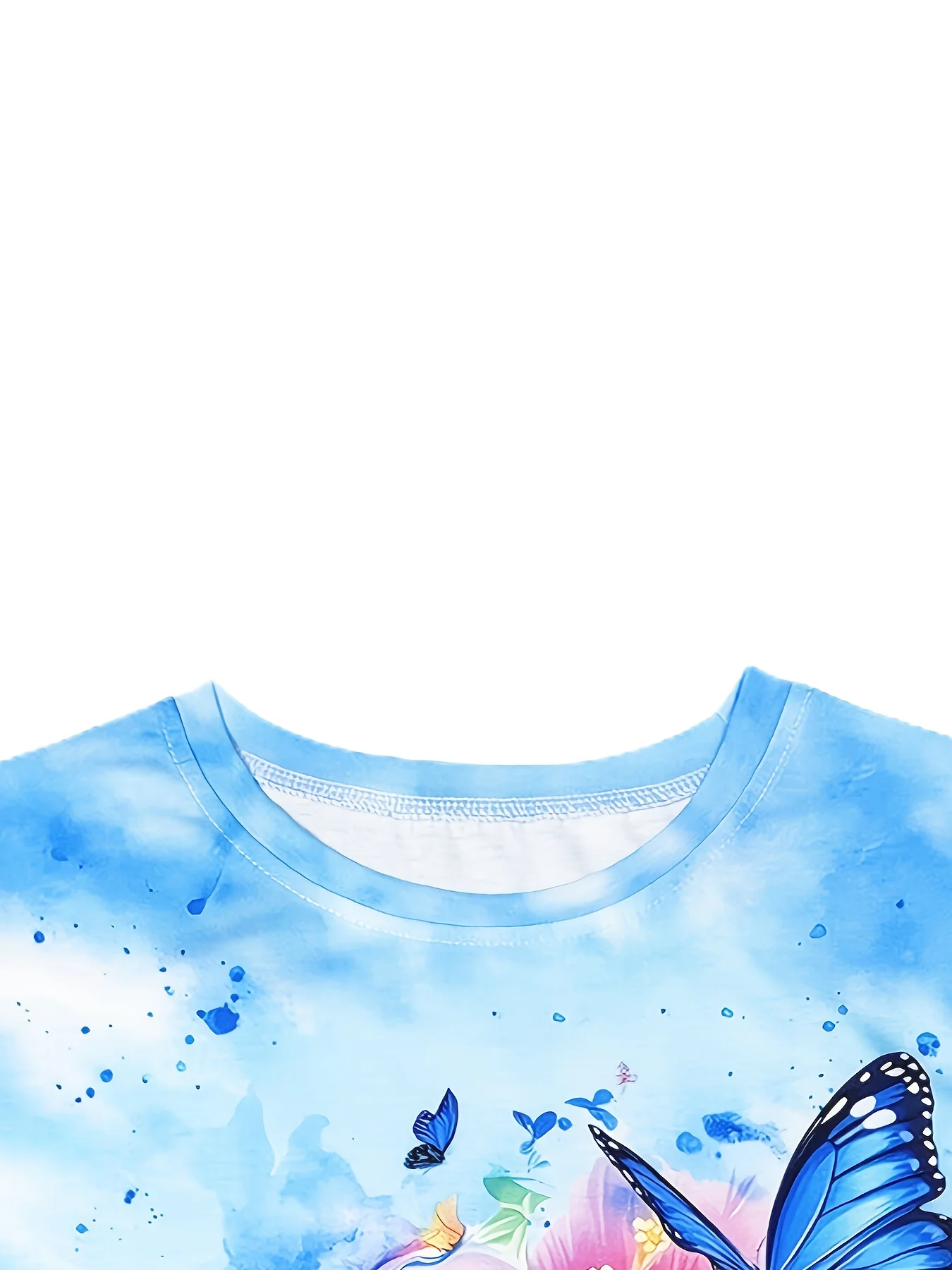 Light Blue Women's Tee - Blue Turtle & Hibiscus Graphic, Tropical Beach Print Design for Casual Daily Wear view 4
