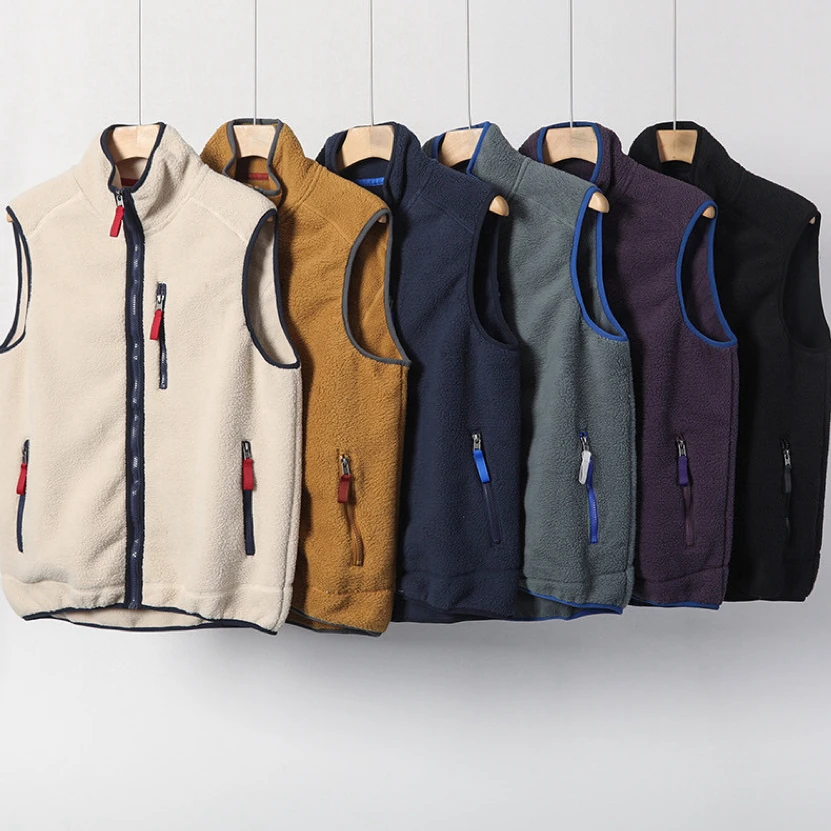 

Осенняя новинка: Теплый шерстяной жилет в стиле ретро, 6 цветов, однотонный, молодежный, повседневный, модный, на молнии, с узором