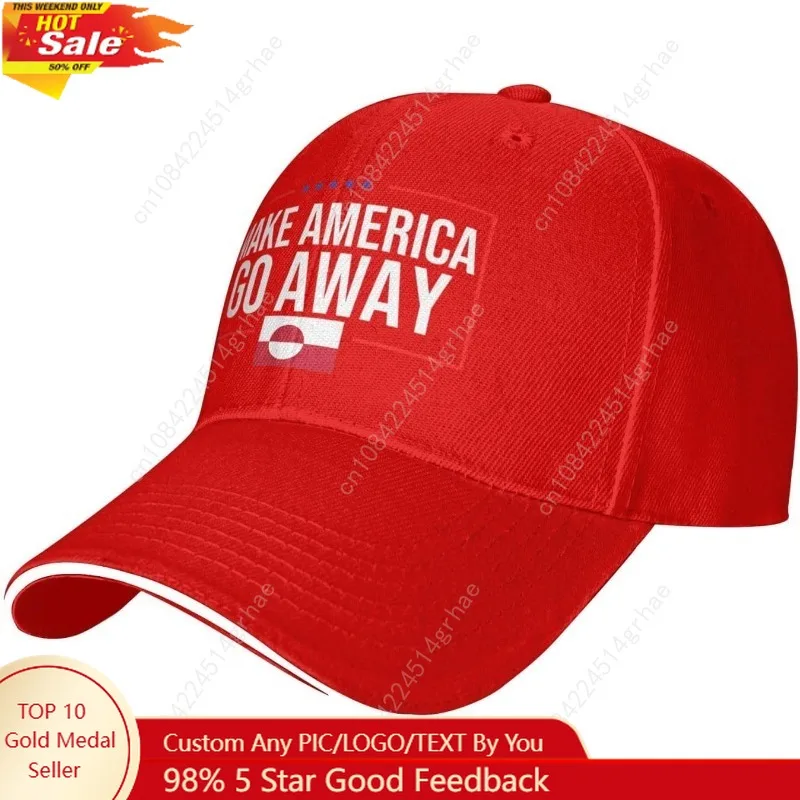 Kkaingg Baseball Cap Greenland Flag Make America Go Away Hat for Men Women Trucker Hat Adjustable Dad Hats Black