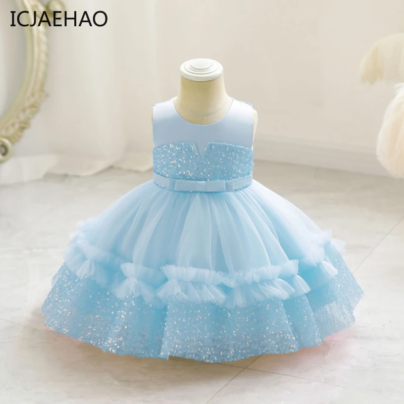 

ICJAEHAO Infant 1 Year Birthday Party Clothes New Baby Girl Princess Dress Sequined Newborn Dresses For Toddler Christening Gown