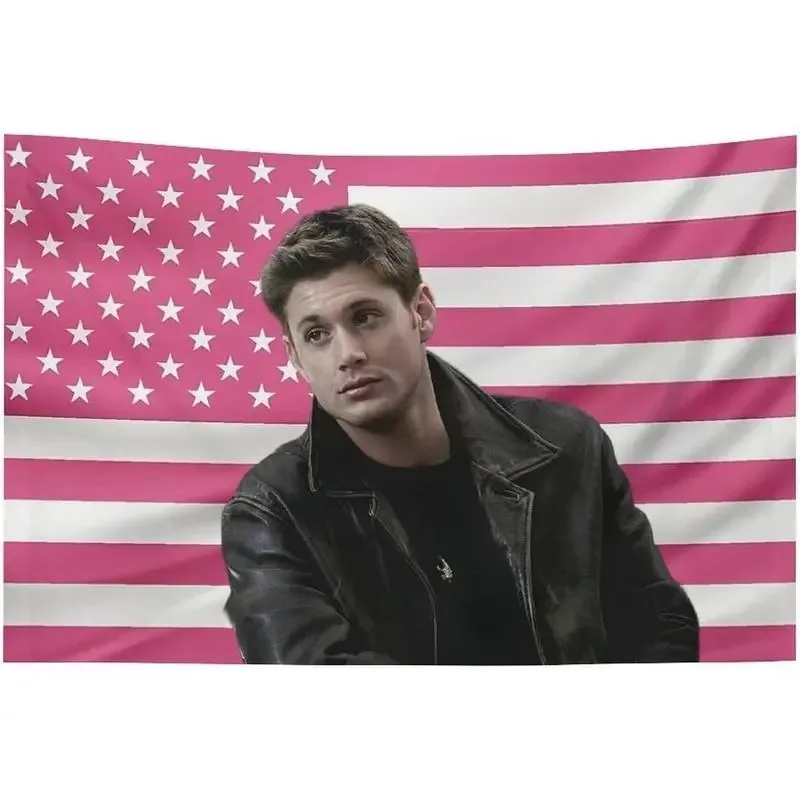 D-Dean Winchester Tapestry Wall Hanging Jensen Ackles Pink American Flag Funny Poster College Dorm Room Decor Cotton Fans Gift
