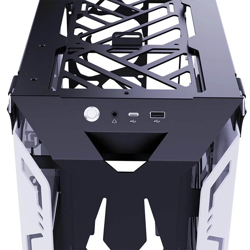 Lovingcool Neues Design, offenes Gaming-Gehäuse, gehärtetes Glas, Micro-ATX, Mini-ITX-Computer, RGB-Gehäuse, Desktop-PC-Gehäuse mit Lüfter