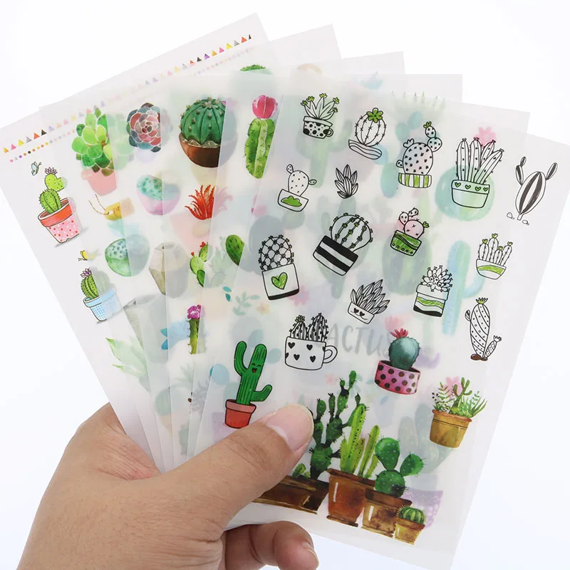 6 Sheets / Sets Of Various Selections Cat Butterfly Plant Girl Japanese Style Creative Stickers Stationery Scrapbook Decoration