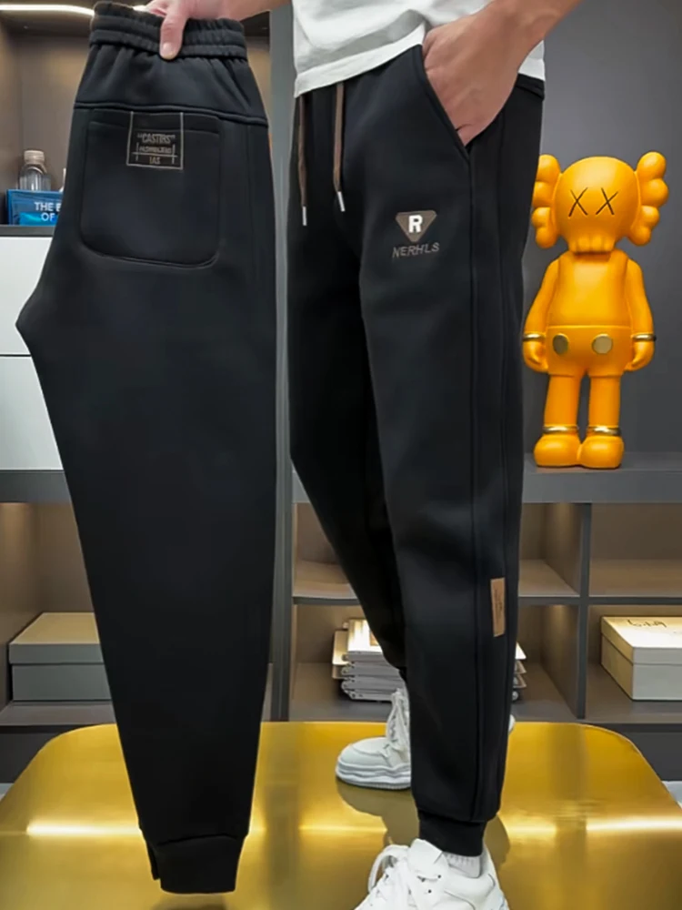 

Мужские бейсбольные брюки на подкладке Fce, повседневная эластичная строчка, облегающая одежда из полиэфирного волокна, теплая осенне-зимняя модная спортивная одежда