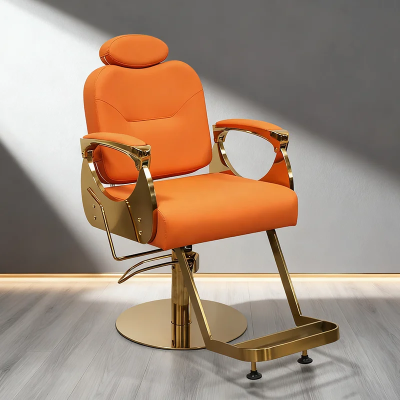 Wholesale Salon Furniture Golden Frame Hairdressing Styling Chair Modern Rotatable Beauty Salon Barber Chair for Men