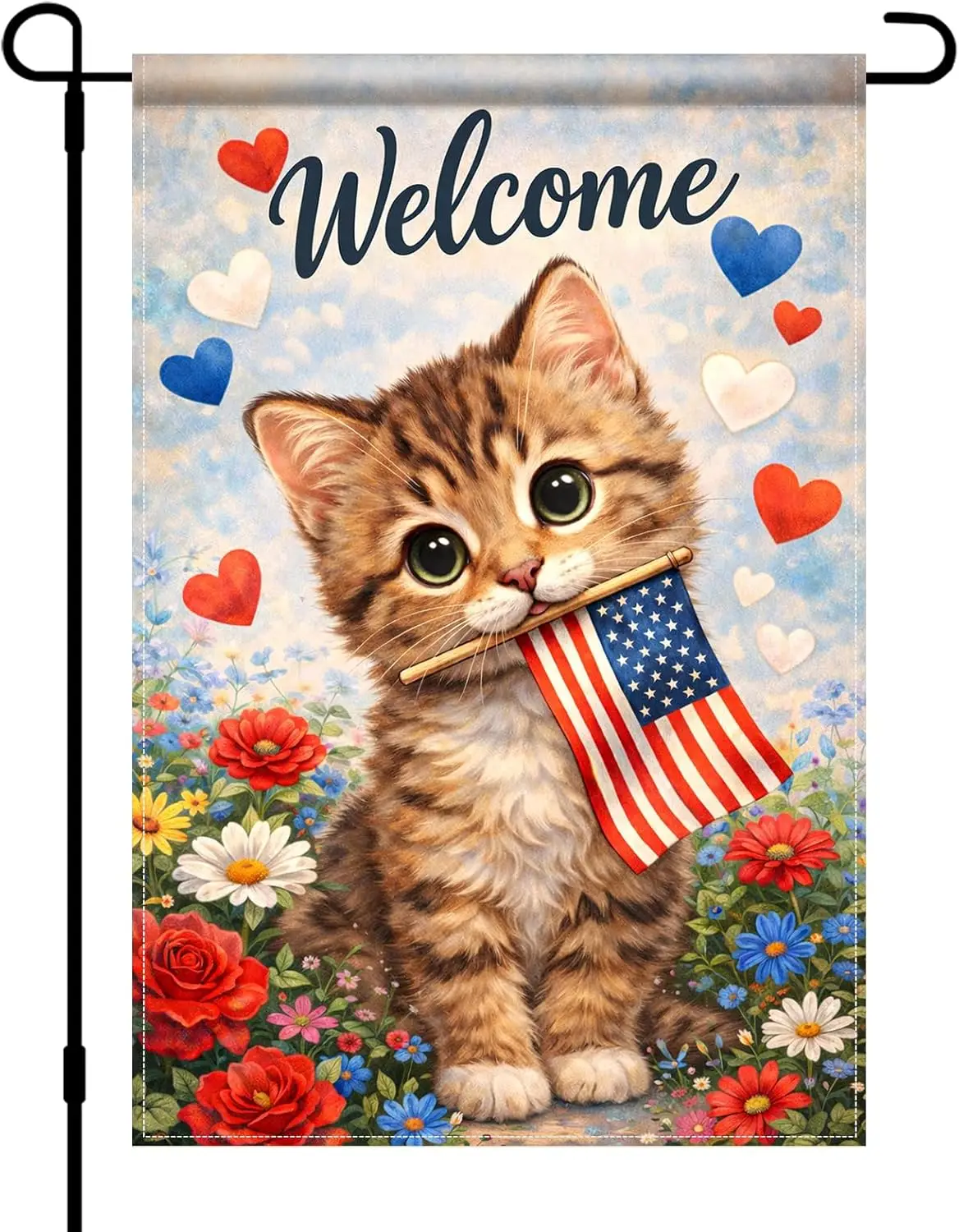 BlissYard Welcome Garden Flag Independence Day 12x18 Double Sided Polyester Garden Flags 4th of July Decorations Outdoor Pat AAS