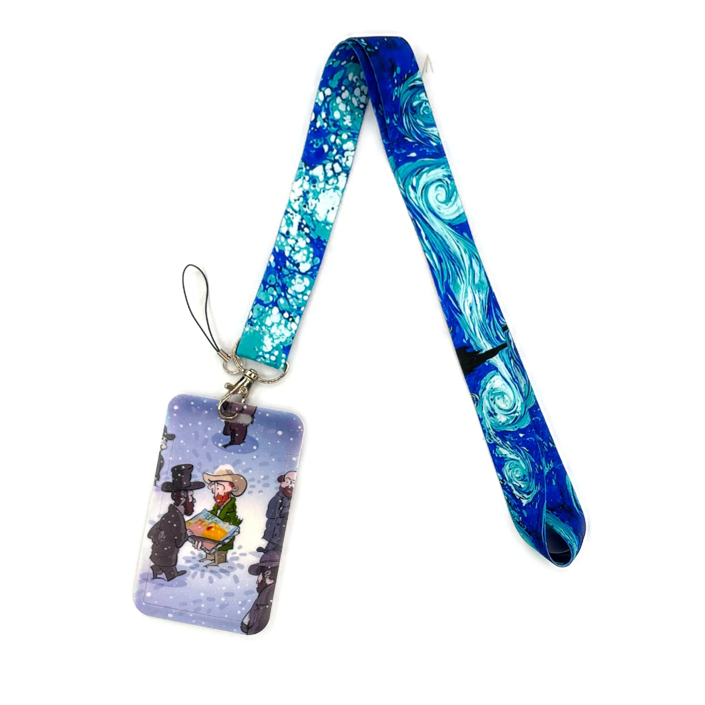 Soporte para insignia de nombre de la serie Van Gogh, cordón para tarjeta de visita, Correa colgante para el cuello, tarjetero de identificación para niño, funda para tarjeta de puerta, regalo pequeño