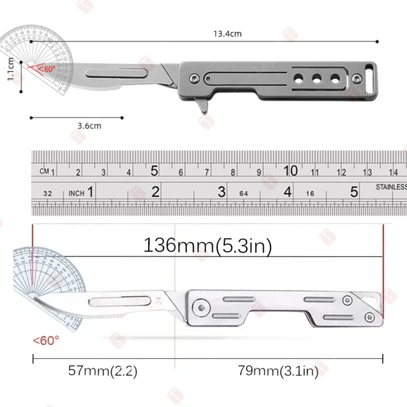 Cuchillo de bolsillo plegable de acero inoxidable, cuchillo multifuncional para fruta, bisturí de apertura rápida, cuchillo utilitario, suministros