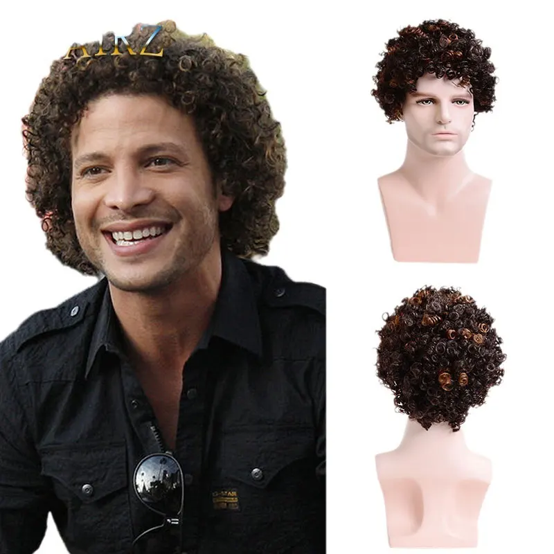 

Афро-парик в европейском и американском стиле, короткие вьющиеся волосы в стиле ретро 1970-х годов, парик из синтетического волокна