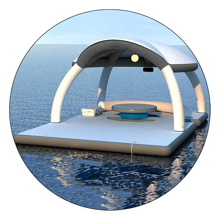 

Commercial Inflatable Floating Dock Platform With Tent For Summer Recreation Party Bana