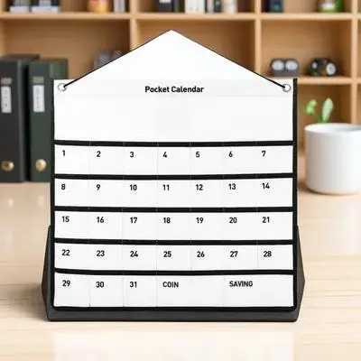 

1 Month Calendar Wall Storage Pocket Non-Woven Fabric Organizer for Home Office Medications Receipts Multiple Scenes
