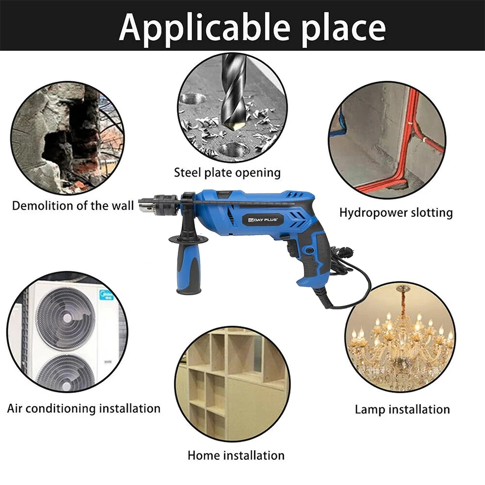 مثقاب مطرقي 240 فولت للخرسانة المعدنية الخشبية، مثقاب كهربائي سلكي 850 وات 3000 دورة في الدقيقة سرعة متغيرة، 2 في 1 مع 360 درجة °   الدورية