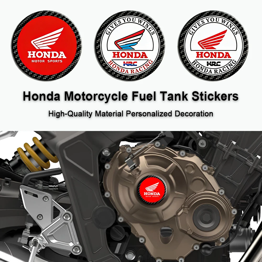 

Декоративные 3D-наклейки из карбона с кристаллами для мотоциклов, круглые, персонализированные, для топливного бака Honda Racing