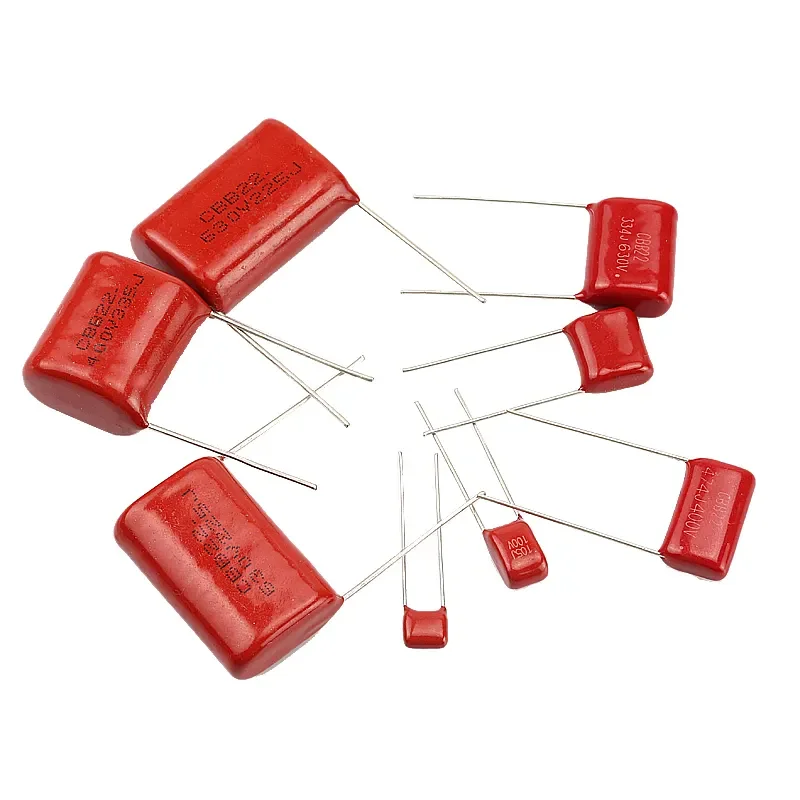 Capacitor do filme do polipropileno do CBB, 250V, 400V, 450V, 630V, 101, 103, 104, 105, 222, 223, 224, 225, 332, 333, 334J, 472, 473, 474J, 10NF, 0,1 UF, 10 PCes