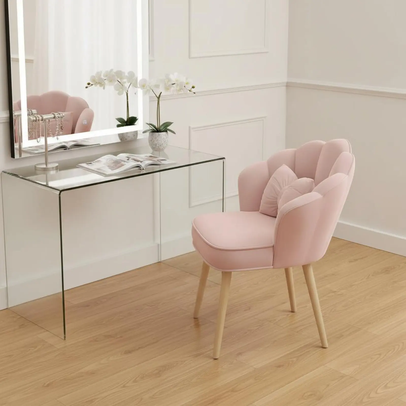 Silla de tocador giratoria con tapicería suave para gatos y perros
