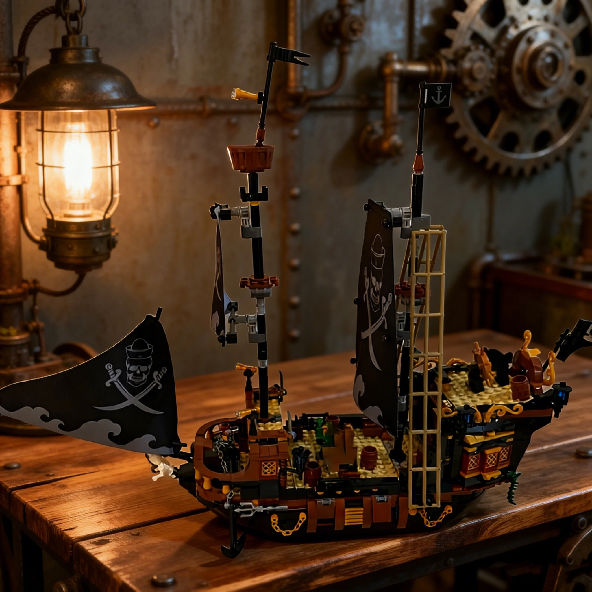 

1424Pcs Pirate Ship Building Blocks Skeleton Pearl Sailboat Model DIY Assembled Bricks Toy Home Desktop Decoration Kids Birthday