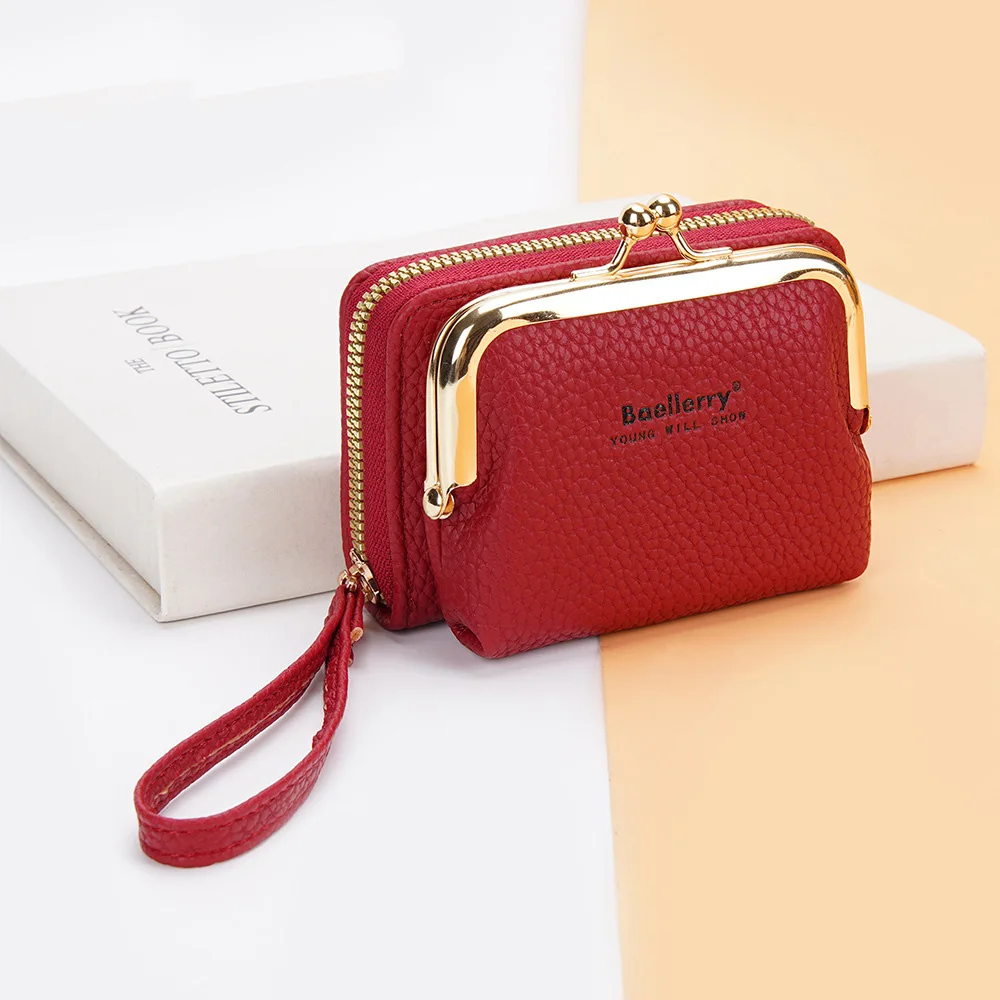 Fashion Women PU Buckle Mini Wallet Personality Multilayer Ladies Card Holder Coin Bag Portable Travel Purse For Gift