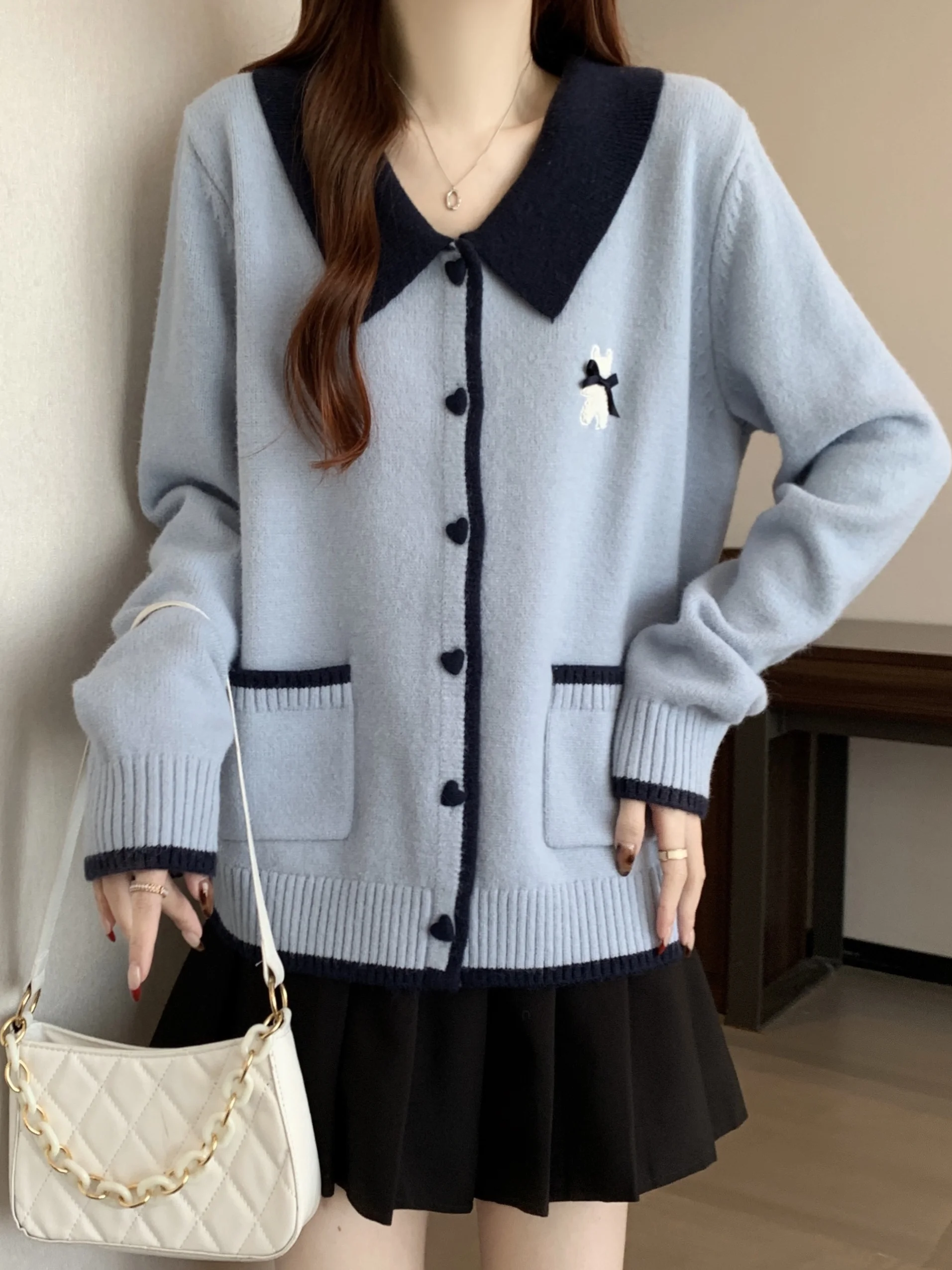 

Мягкий вязаный кардиган больших размеров для женщин, осенний, с воротником, длинными рукавами, утепленный, теплый, пушистый, верхняя одежда