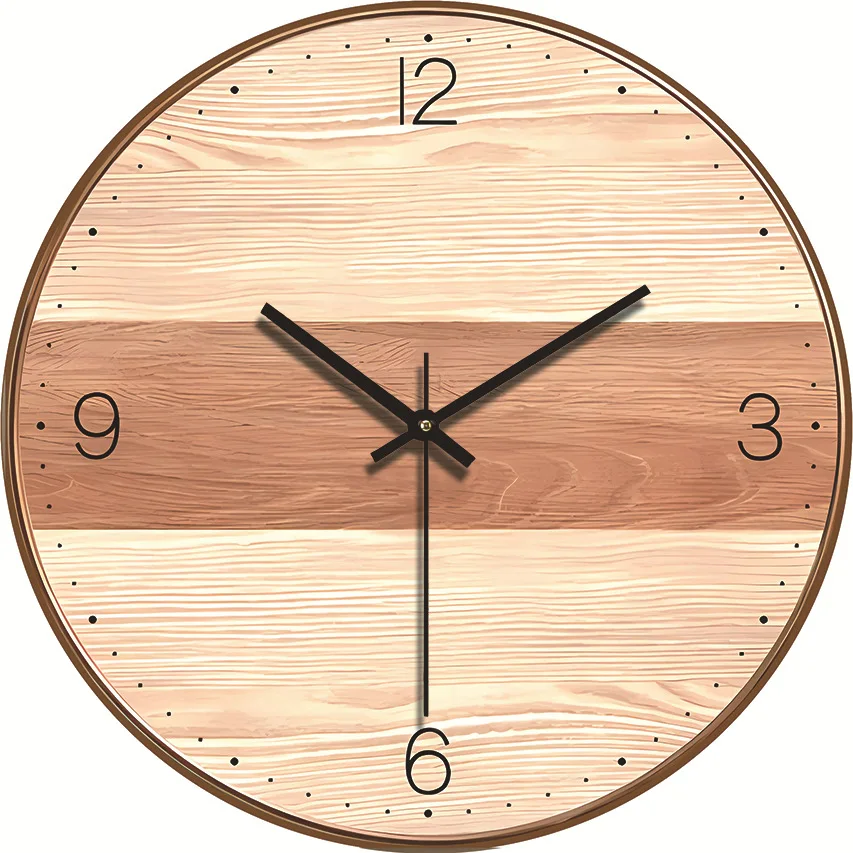 Holzmaserung Wanduhr Transparent Minimalistisches Design Hängende Stille Uhr Wohnzimmer Büro Kunst Wand Uhr Wohnkultur Hororloge – Detail 20