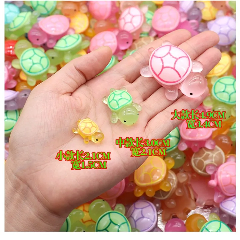 10pcs Mixed Color Cute Mini Luminous Turtle Ornaments Glowing in The Dark Miniatures Turtle Landscape Kids Toys Home Decor Gift