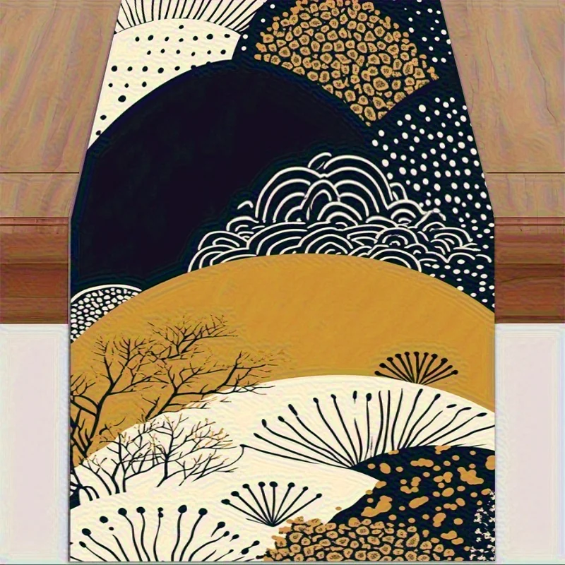 1-Piece Japanese Traditional Table Runner, Washable, Universal Table Runner for Family Banquets & Festive Celebrations