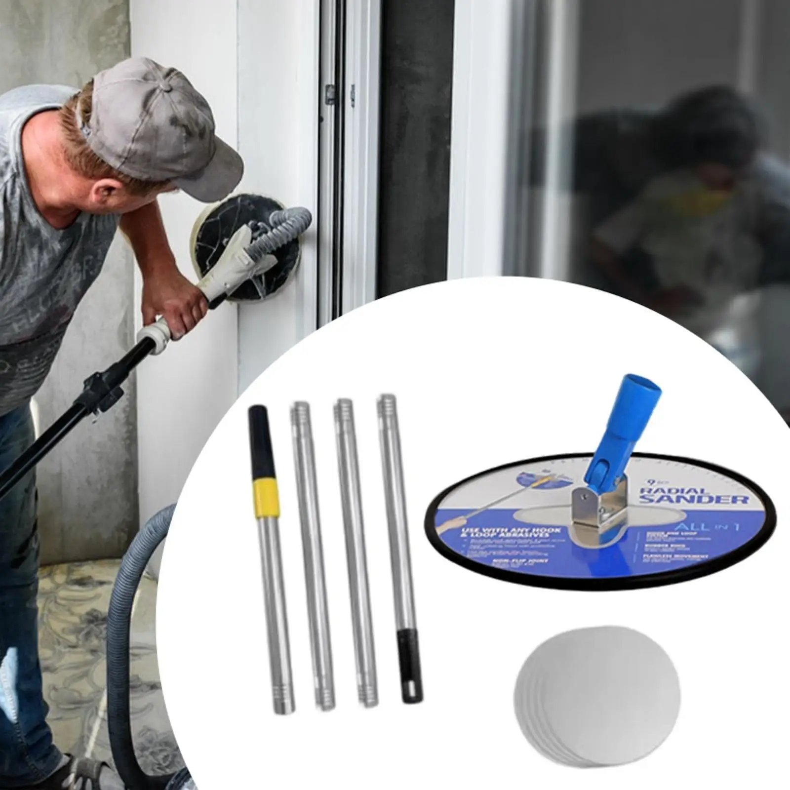 

Drywall Pole Sander Wall Sander 360 Degree Rotatable Drywall Polishing Sanding