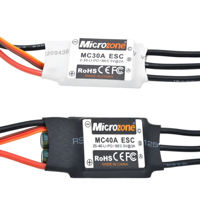 Microzone RC فرش 30A 40A ESC 2-4S الكهربائية سرعة تحكم مع 5V 3A BEC ل DIY Drone طائرة Multicopter هليكوبتر