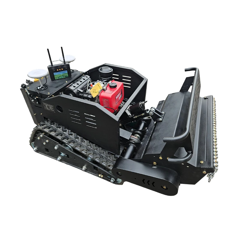 نسخة مطورة GPS الزراعة المطاط محرك الديزل التحكم عن بعد روبوت جزازة العشب Flail مع شهادة CE #1
