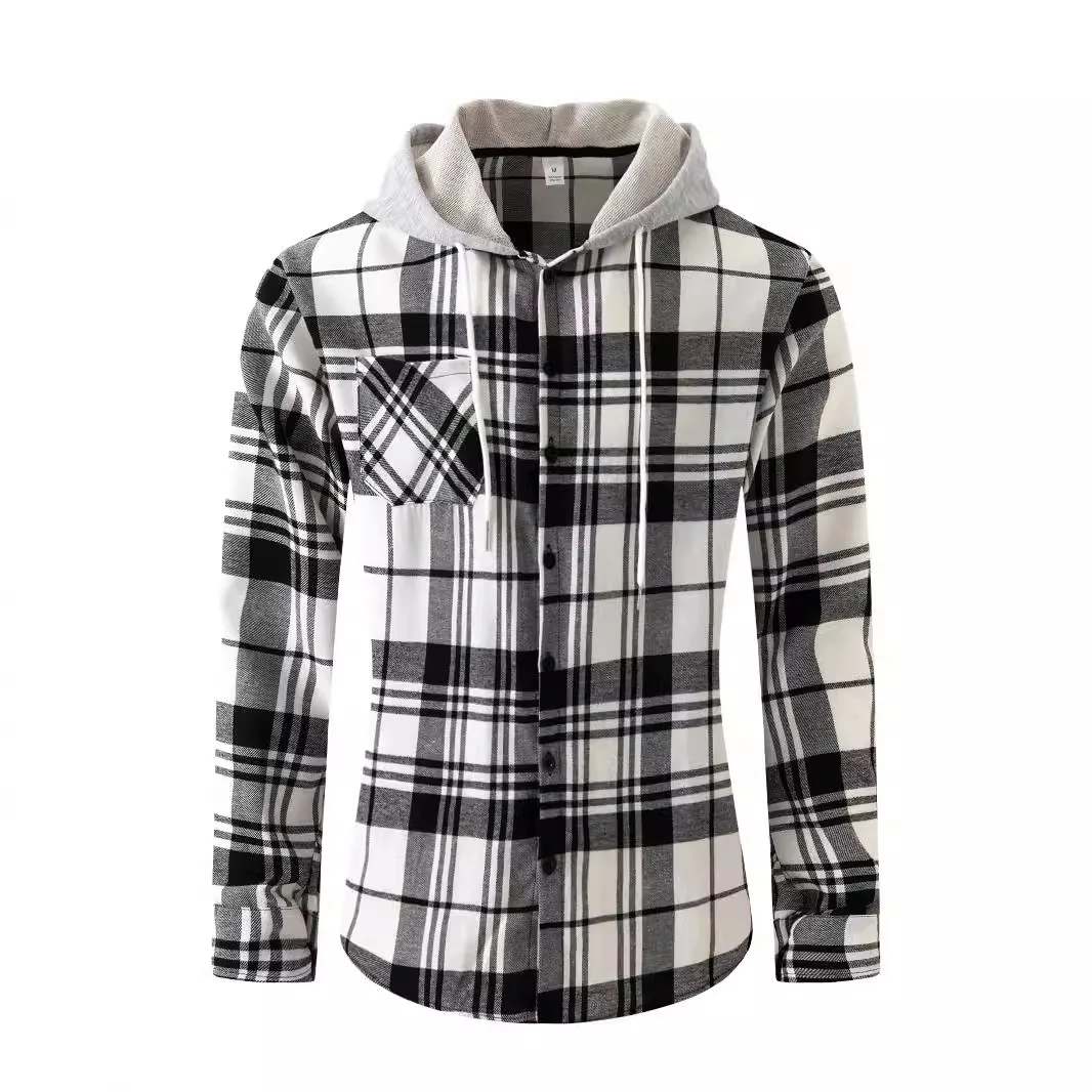 Flannel Plaid Hooded Casual Men's Shirt