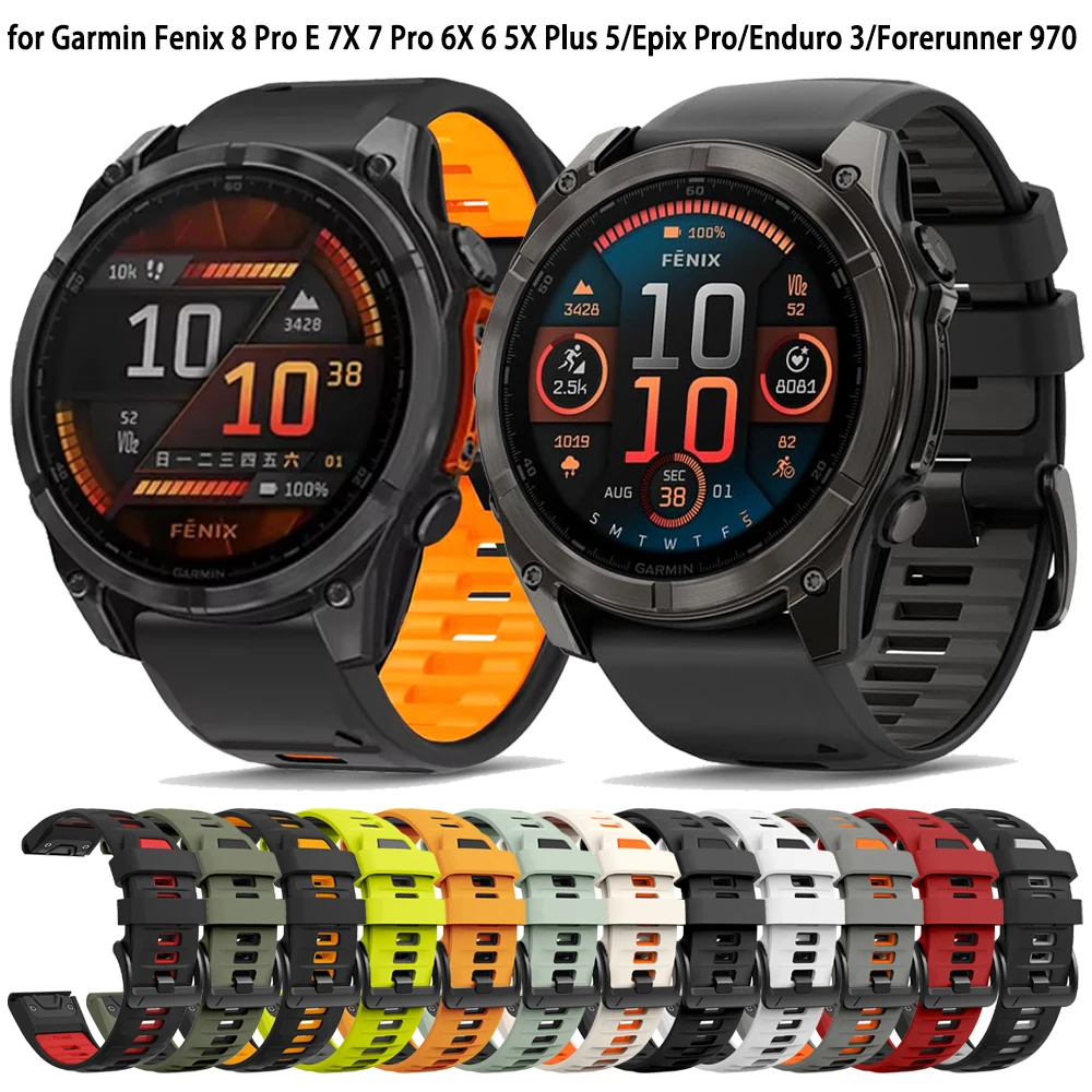 Für Garmin Fenix 8 Pro E 7 7X 6 6X 5 5X/Enduro 3/Epix Gen2/Tactix8/Forerunner 970 965 QuickFit 22mm 26mm Silikonarmband
