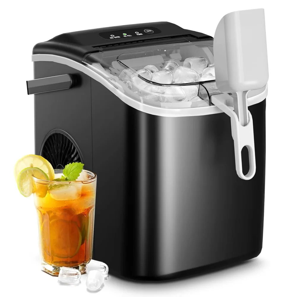 

Ice Makers Countertop,Portable Ice Maker Machine with Handle,Self-Cleaning Ice Maker, 26Lbs/24H,