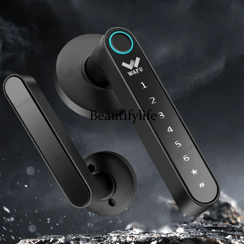 Household fingerprint lock Wooden door Electronic intelligent handle lock Indoor door Apartment password Anti-theft door lock