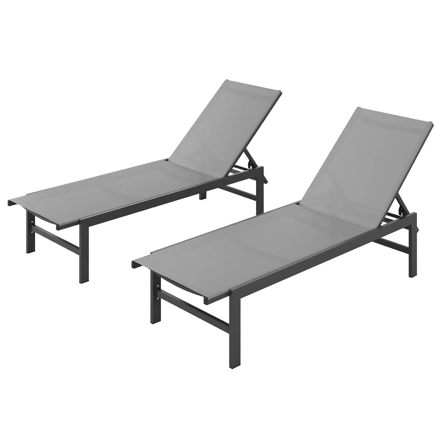 Aluminum Pool Lounge Chair Set of 2, 5-Position Recliner Outdoor Chaise for Backyard Poolside Deck, Darkgray, Customized