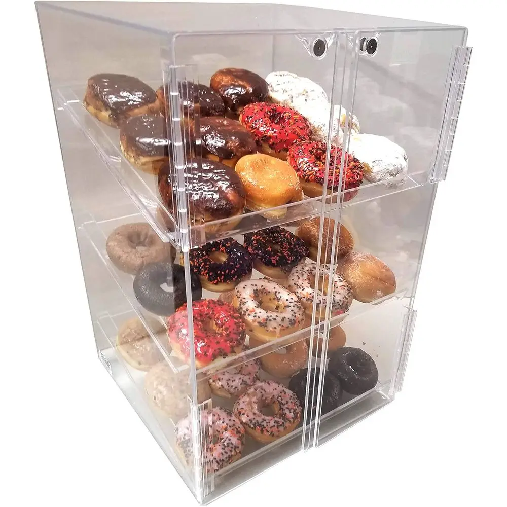 Expositor de Doces e Donuts de 3 Camadas para Lojas de Conveniência - Autoatendimento e Reabastecível