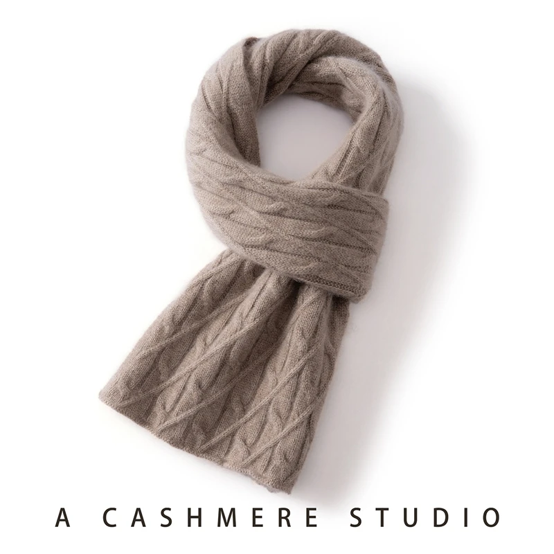 

Высококачественный шарф из 100% кашемира, женский зимний теплый вязаный шарф, модный однотонный шарф с жареным тестом, мягкая роскошь